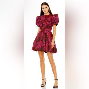 Mac Duggal 27475 NWT Puff Sleeve Brocade Dress